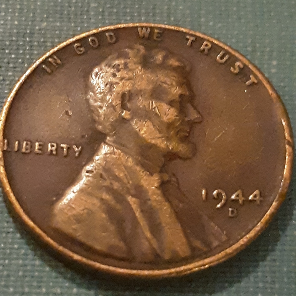 1944 D wheat penny with errors
